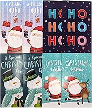8 Christmas Money Envelopes – Cash & Gift Card Holders – Festive Designs for Kids, Boys & Girls – Santa, Snowman, Reindeer – 16 x 9 cm – Voucher Wallets with to/from Labels – Pack of 8