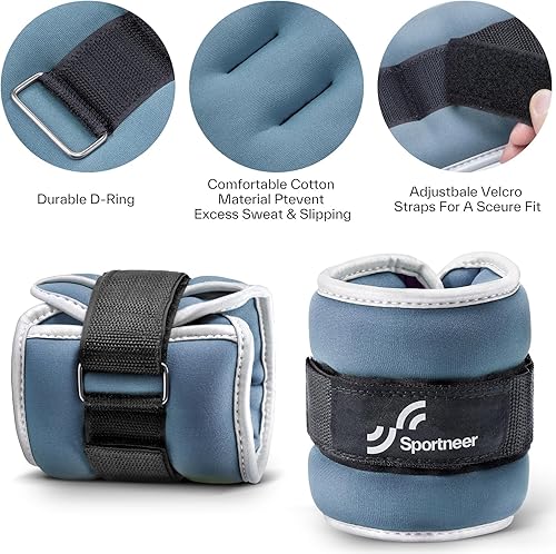 Miniatura 3 de Sportneer Ankle Weights Wrist Weights Pair of 1/2/4/6/10 LBS for Men Women Kids Strength Training Wrist and Ankle Weights Set with Reflective Strips