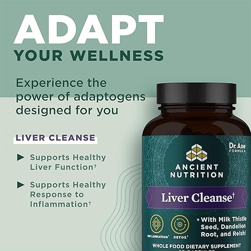 Miniatura 3 de Ancient Nutrition Suplemento de desintoxicación hepática, limpieza hepática de Ancient Herbals con cardo mariano, raíz de diente de león y reishi