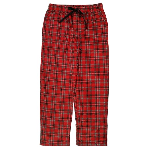 St. Johns Bay Mens Red Tartan Plaid Fleece Sleep Pants Pajama Bottoms Large