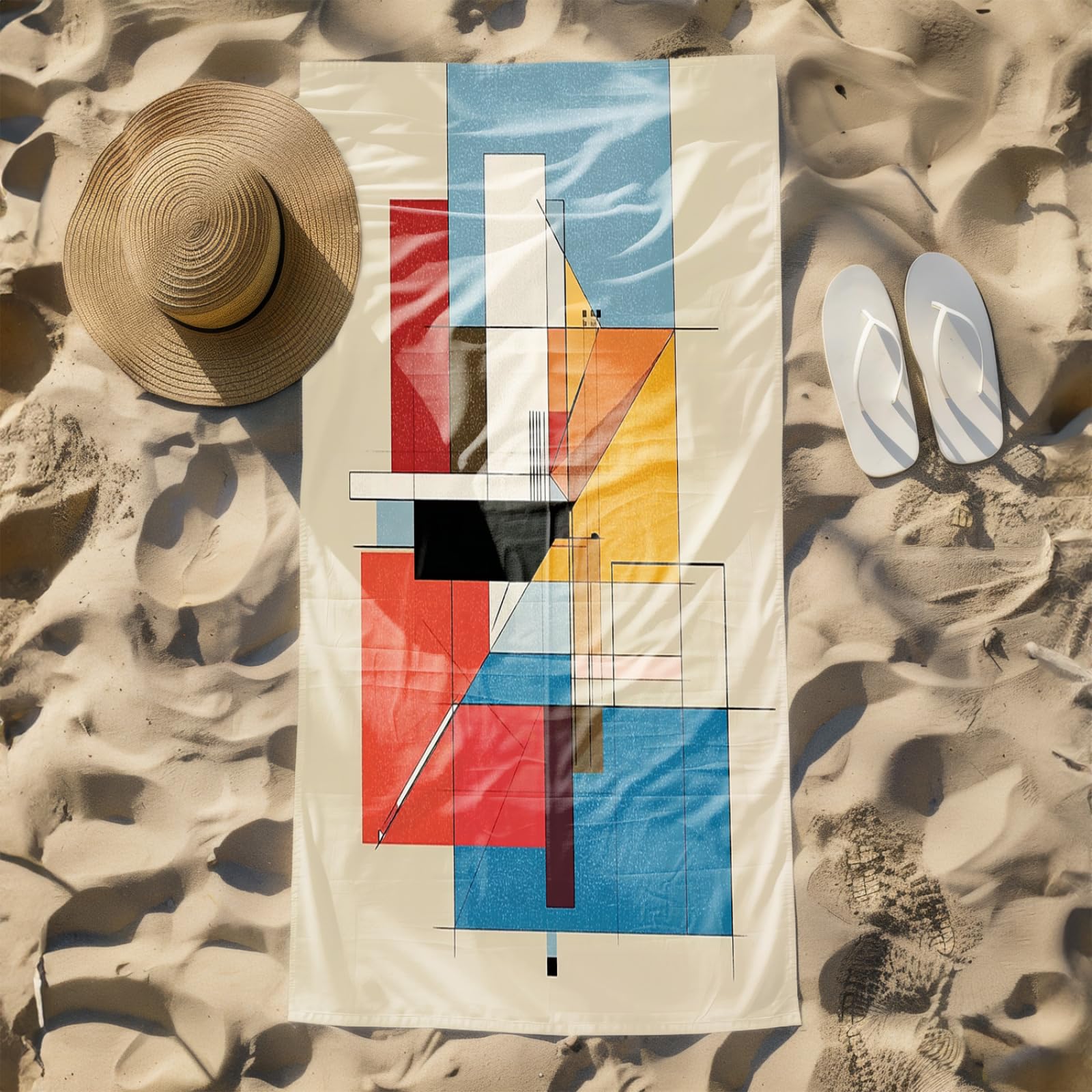 Beach Towel 80x160 Brown Geometry Microfibre Quick Dry Towel for girls,Pool Swimming Travel Towels,Sand-Resistant, Absorbent, Lightweight