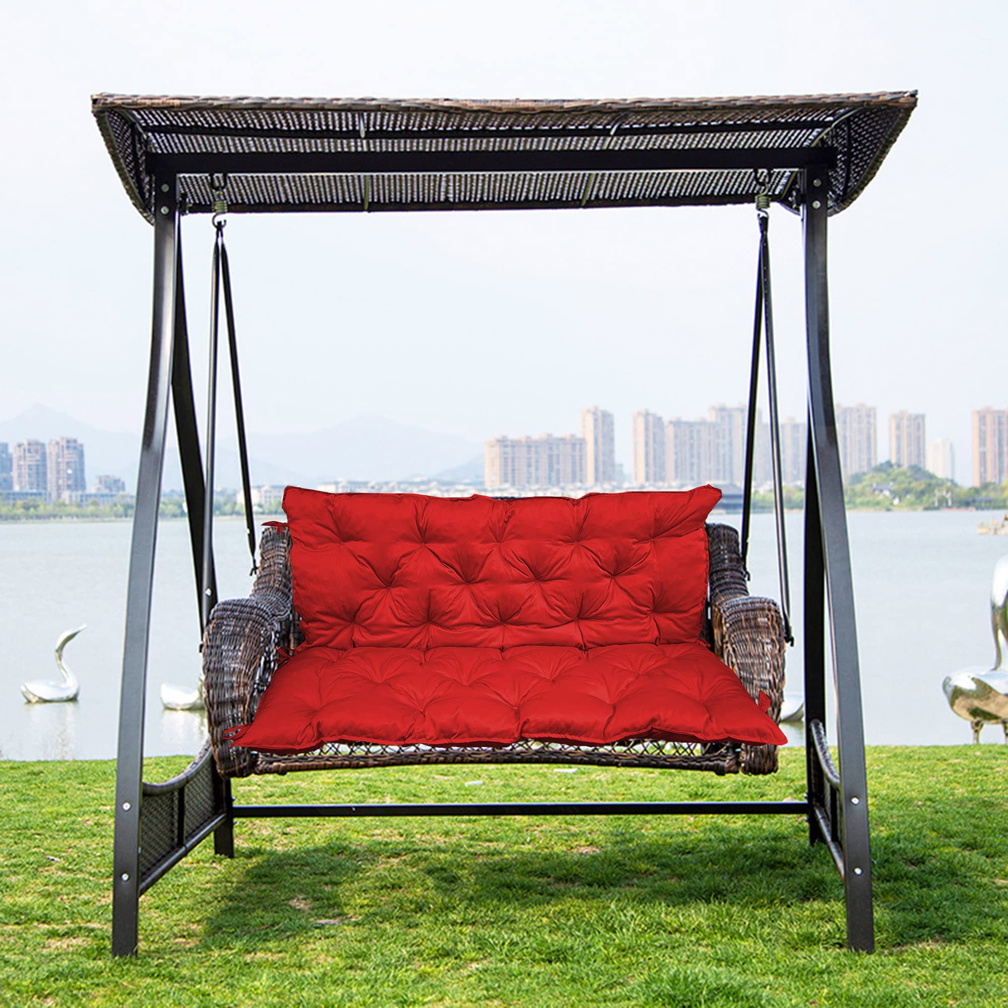 Coussin pour balancelle rouge idéal pour terrasse et détente au jardin 120x100 cm