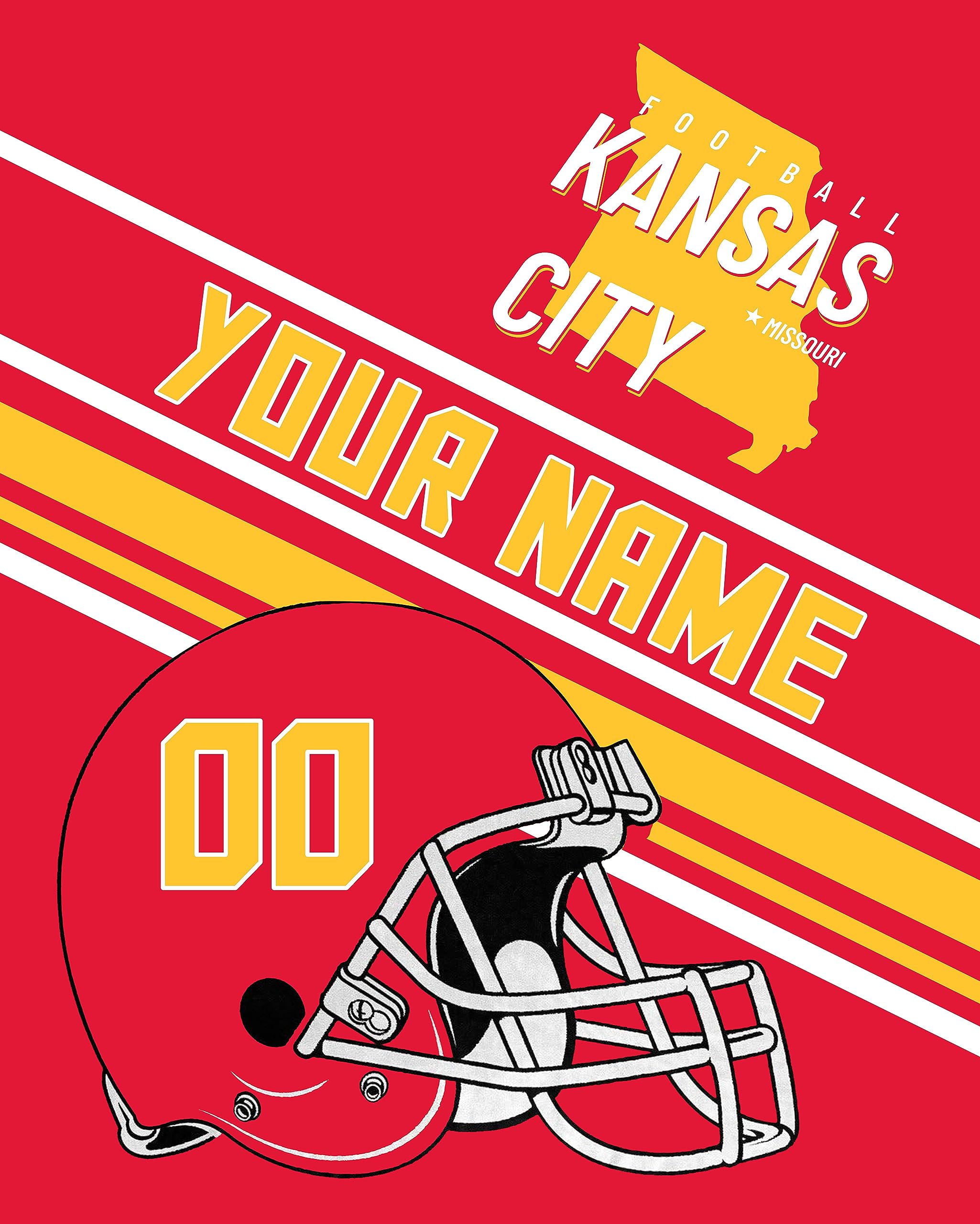 City Custom Football Throw Blankets Printed Personalized Gift for Men Women Youth Design Your Own Name and Number
