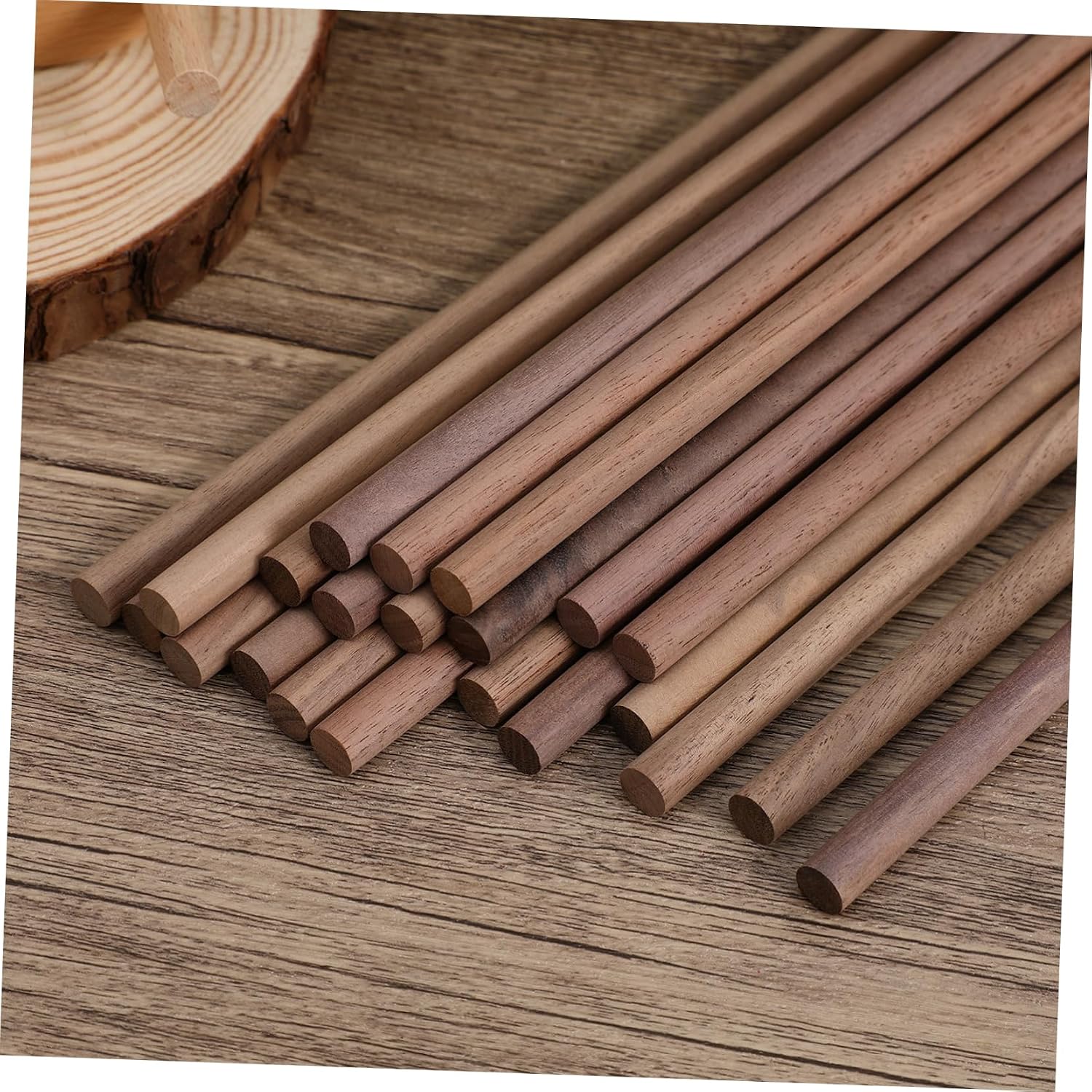Gadpiparty 24pcs Unfinished Wood Dowels Sturdy Round Craft Sticks for Projects Tiered Cake Support and Natural Wood Grain Finish