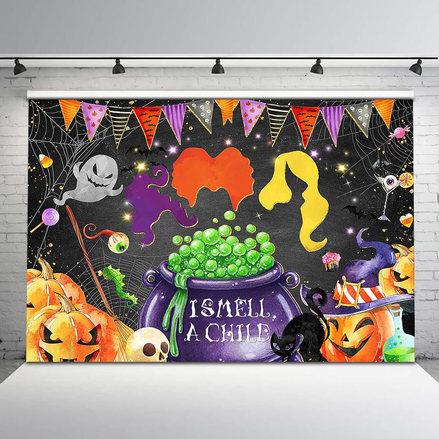 Avezano Halloween Baby Shower Backdrop I Smell A Child Drink Up Witches Baby Shower Birthday Party Background Trick or Treat Pumpkin Spider Hocus Pocus Banner Decorations