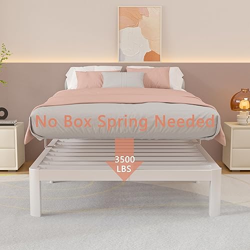 Miniatura 3 de Marcos de cama individual de 10 pulgadas con deflectores de metal, marco de cama de plataforma de acero resistente tamaño individual, no necesita
