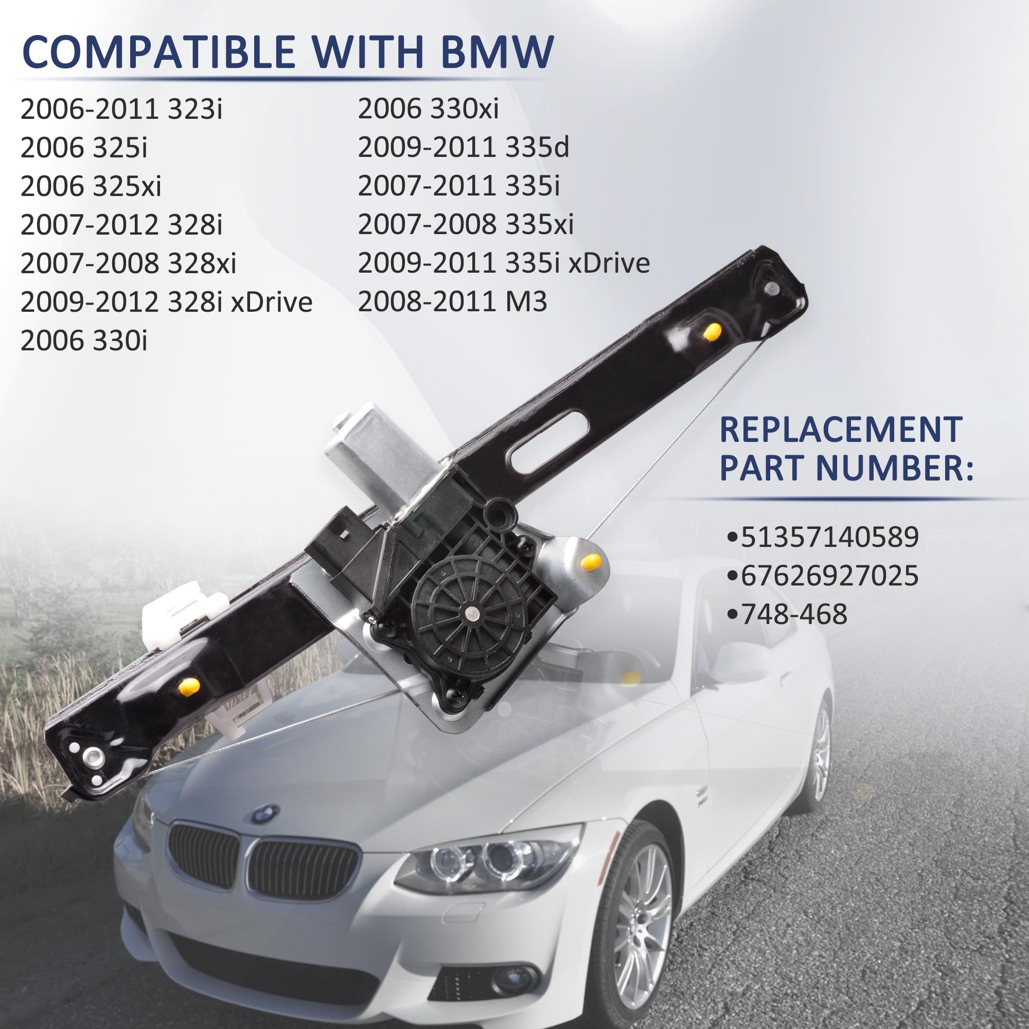 E90 Rear Window Rear Window Regulator Rear Left Power Window Regulator With Motor For ...