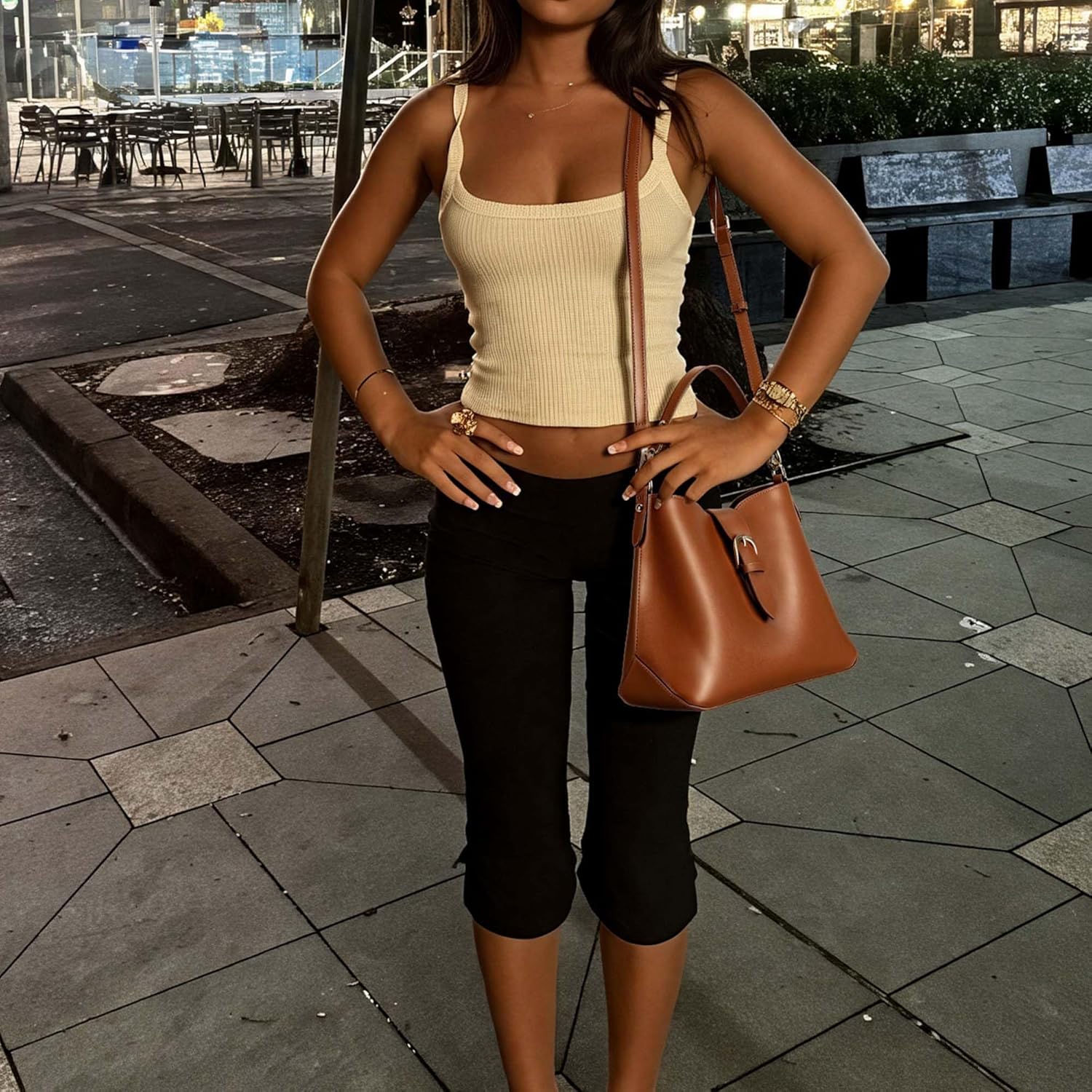 Crossbody Bucket Bags for Women Retro Leather Shoulder Handbag with Adjustable Strap