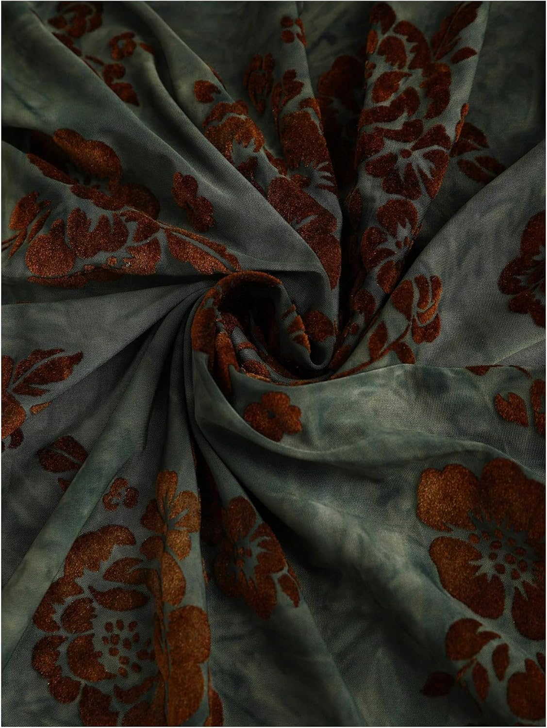 Women's Vintage Goth Floral Ruched Fishtail Long Skirt High Waisted Bodycon Maxi Skirts - Image 5