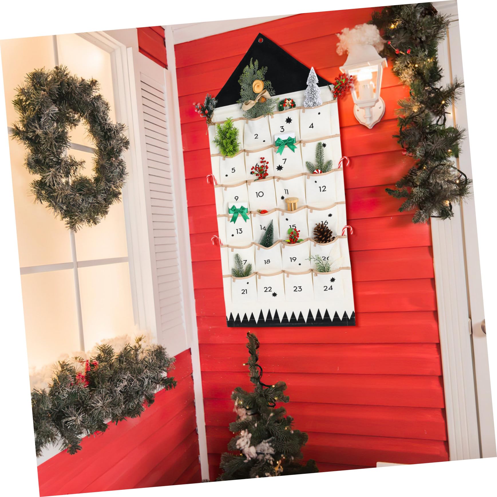 Adventskalender 2025 Mit 24 Fächern Aus Canvas Wandbehang 120x47cm Organizer Für Kleinigkeiten Weihnachtsdekoration Für Kinderzimmer Und Schrank