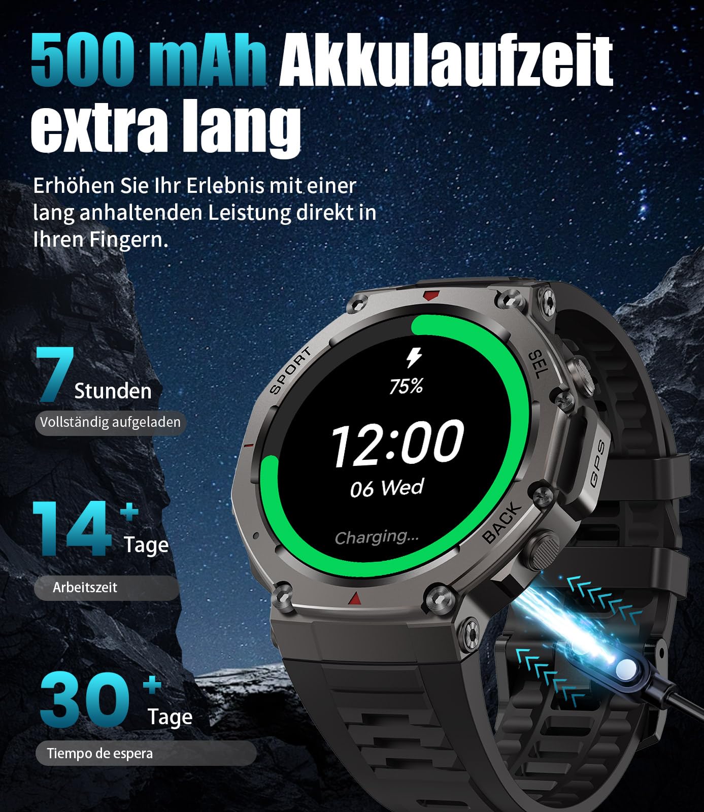 LIGE GPS Smartwatch Uomo DM3, Corpo in Acciaio Inox,5ATM Impermeabile Orologio Fitness con 110+ Modalità Sport/24H Monitoraggio,500mAh,AMOLED,Chiamate Bluetooth Orologio Militare Uomo per Android iOS