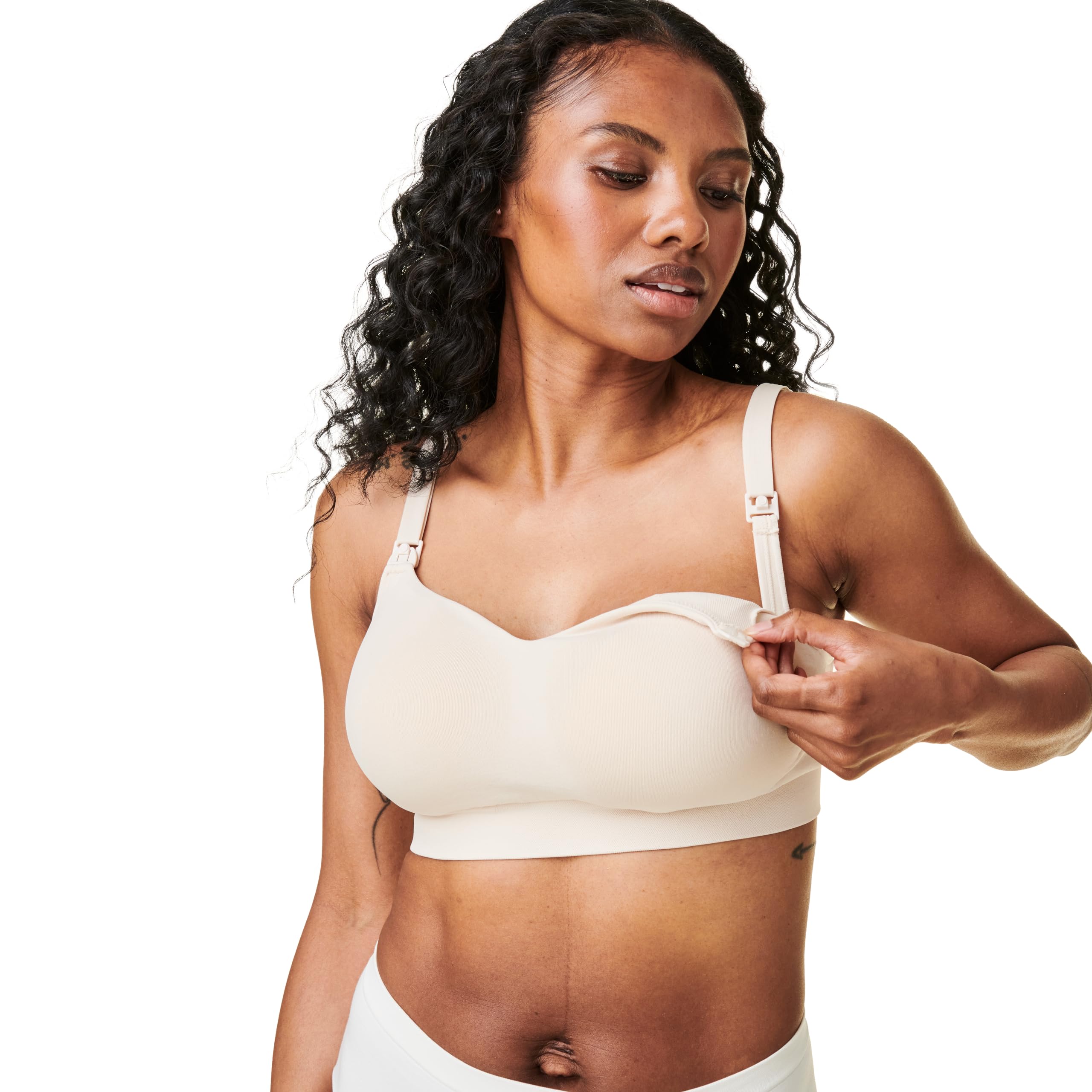 Bravado Designs Women's Pearl Nursing Bra For Breastfeeding, Intrigue Balconette Supportive Seamless Wirefree Maternity Bra, Large