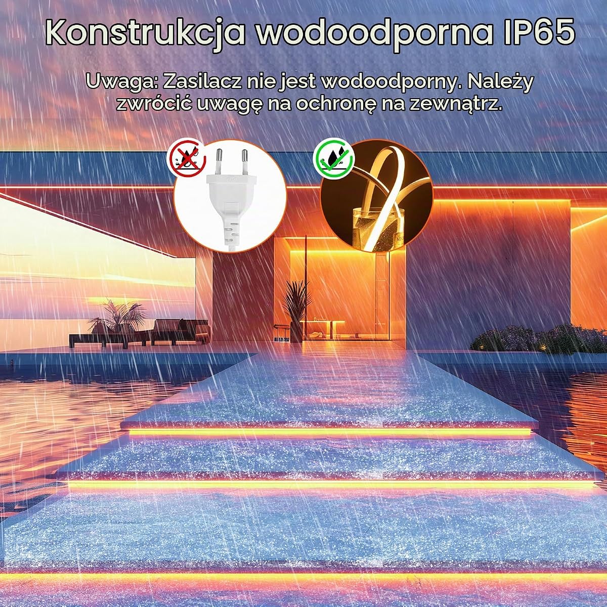 Neonowa Taśma LED 15m Silikonowa Wodoodporna, Ognioodporna IP65 Taśma LED Neutralna Biel 4000K 10mm 230V Elastyczna Taśma świetlna DIY Z Zasilaczem Do Domu, Imprezę, Kuchni, Zewnątrz