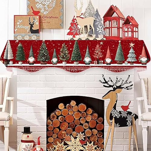 Miniatura 6 de Bufanda de mantel de Navidad de 70 x 17 pulgadas, decoración de bufanda de mantel para chimenea, bufanda superior, bufanda, corredor, decoración de