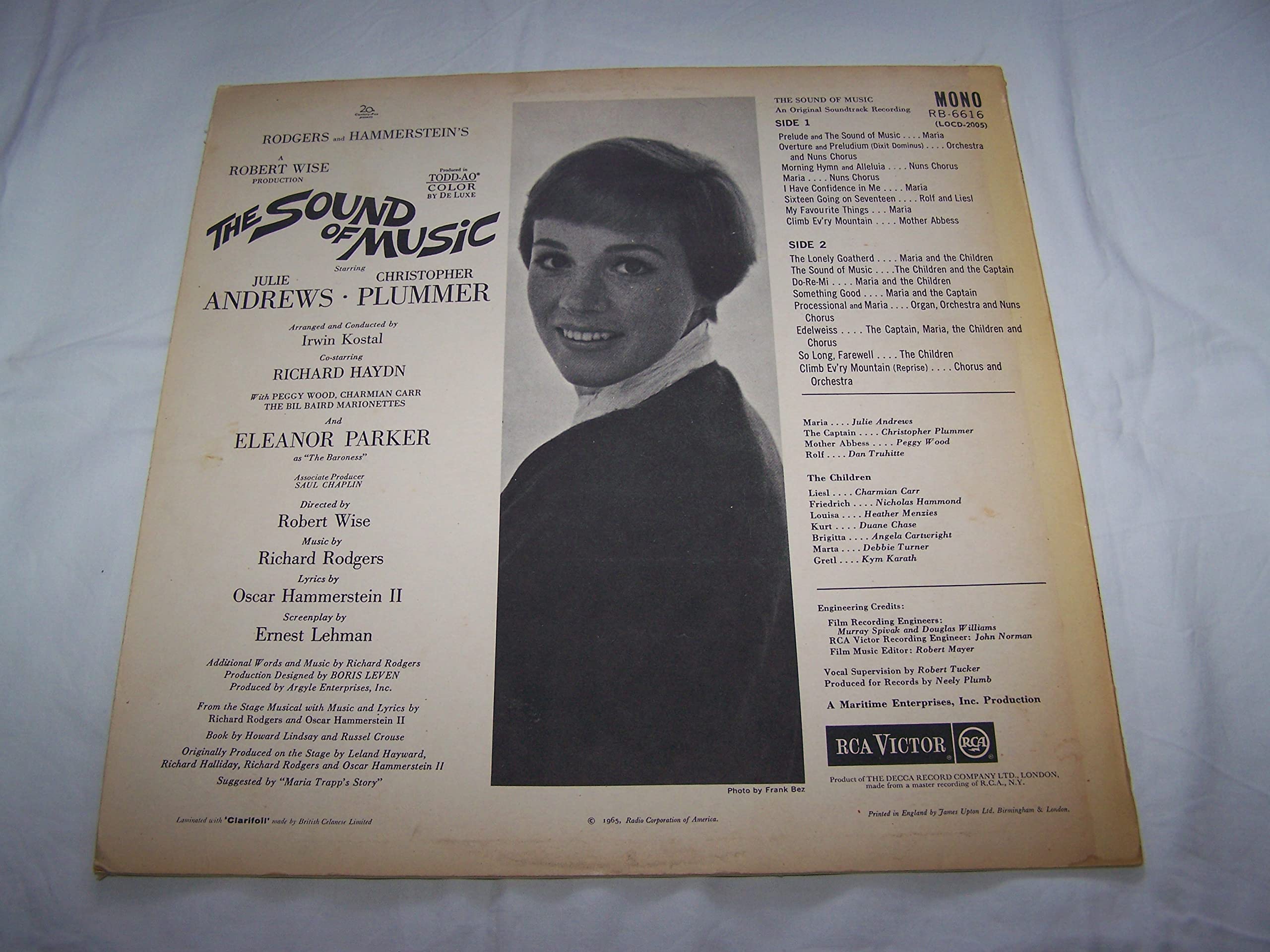 Original Soundtrack - The Sound Of Music - 12" LP 1965 - RCA Victor RB-6616 - UK Press