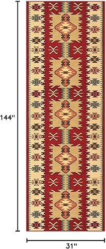 Miniatura 112 de Kapaqua Custom Size Grey Bohemian Kilim Rubber Backed Non-Slip Hallway Stair Runner Rug Carpet 31 inch Wide Choose Your Length 31in X 12ft