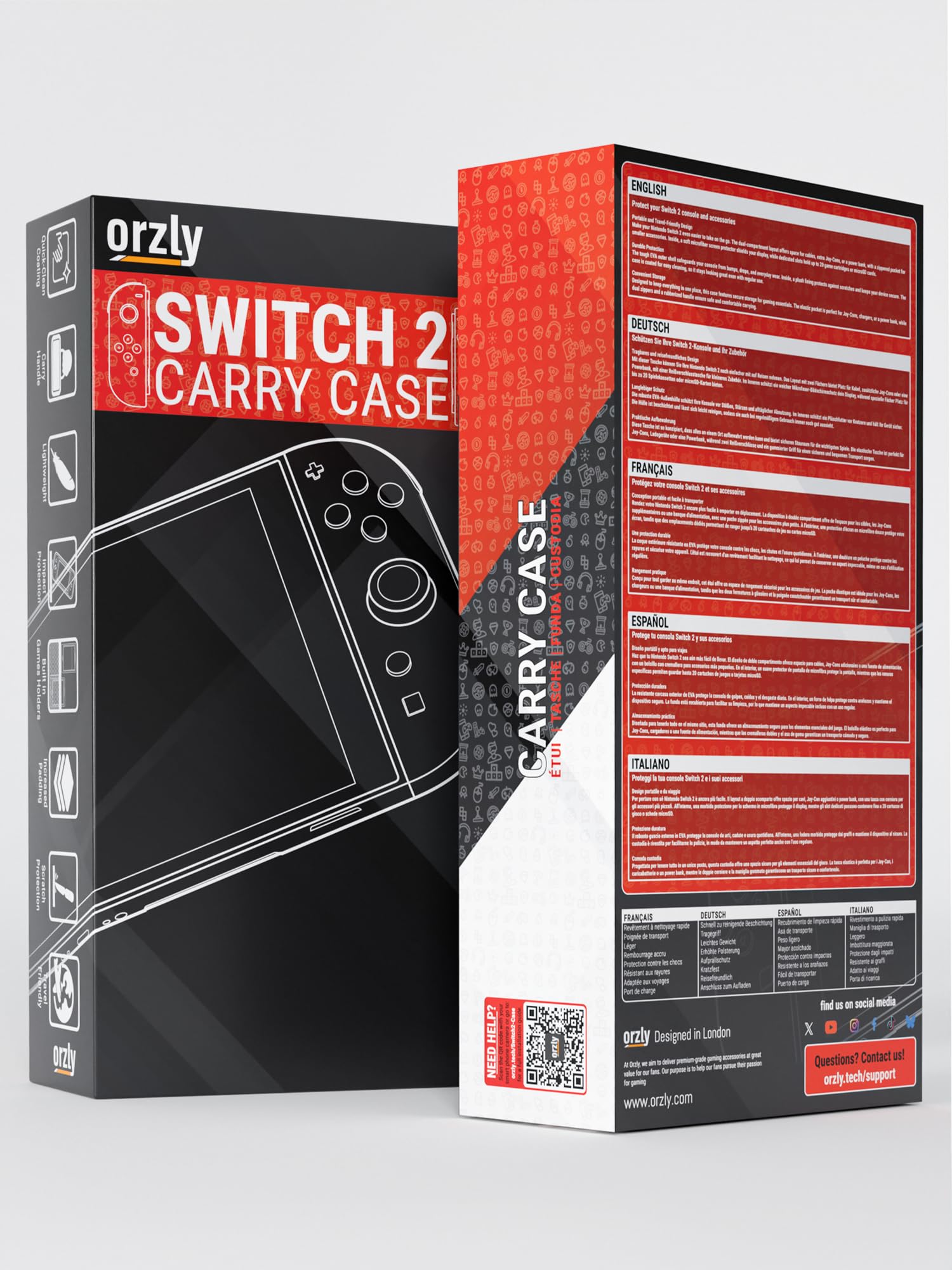 Orzly Custodia per Nintendo Switch 2, custodia protettiva da viaggio con pad per lo schermo, schede di gioco e slot MicroSD con tasche per gli accessori della console