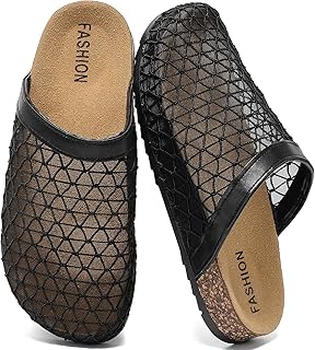 Women Clog Mules Mesh Ballet Flat Slip On Fishnet Ballerina Breathable Sandals Men Closed Round Toe Casual Dress Shoes