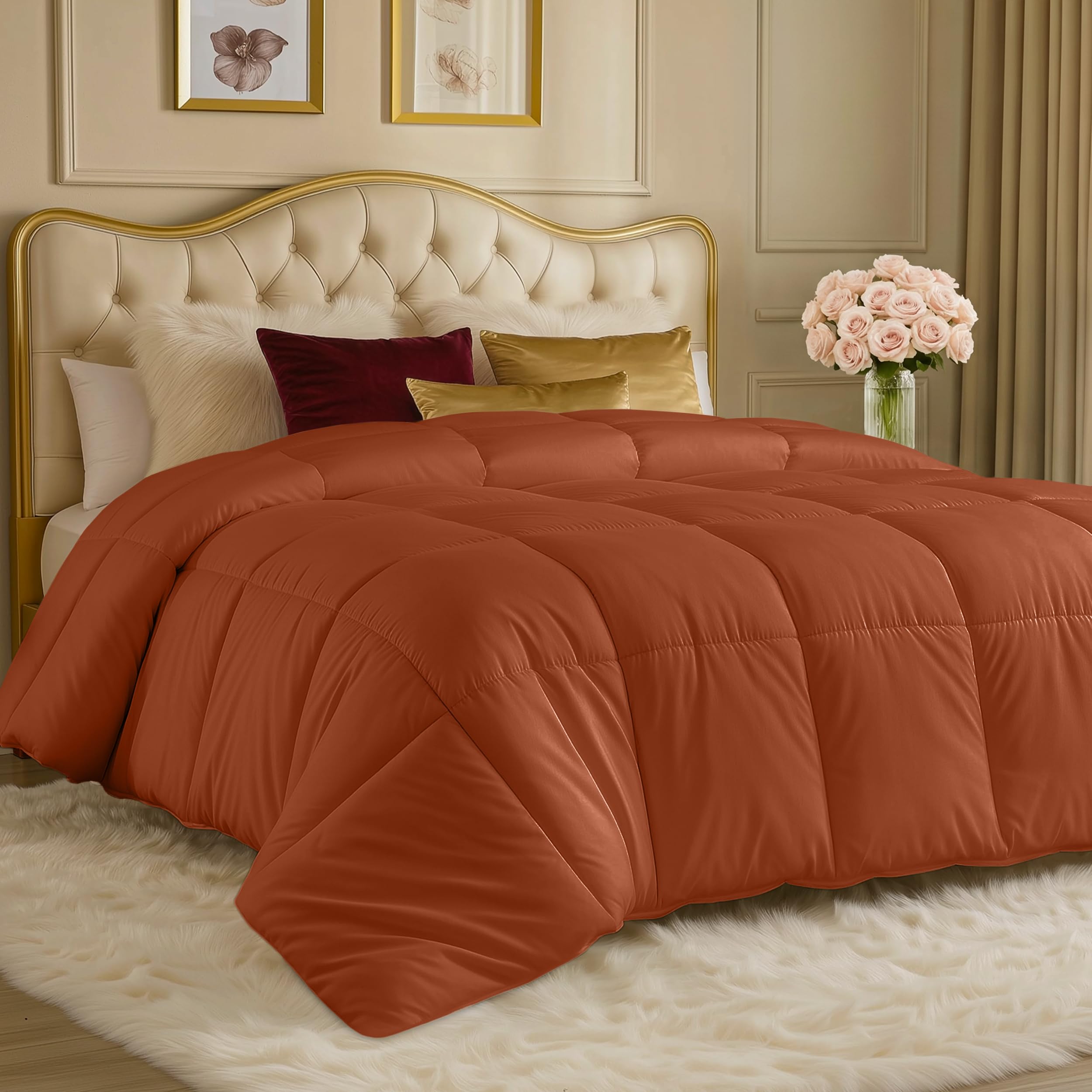 Utopia Bedding Duvet Insert, Comforter King Size 90 x 102 in, Burnt Orange