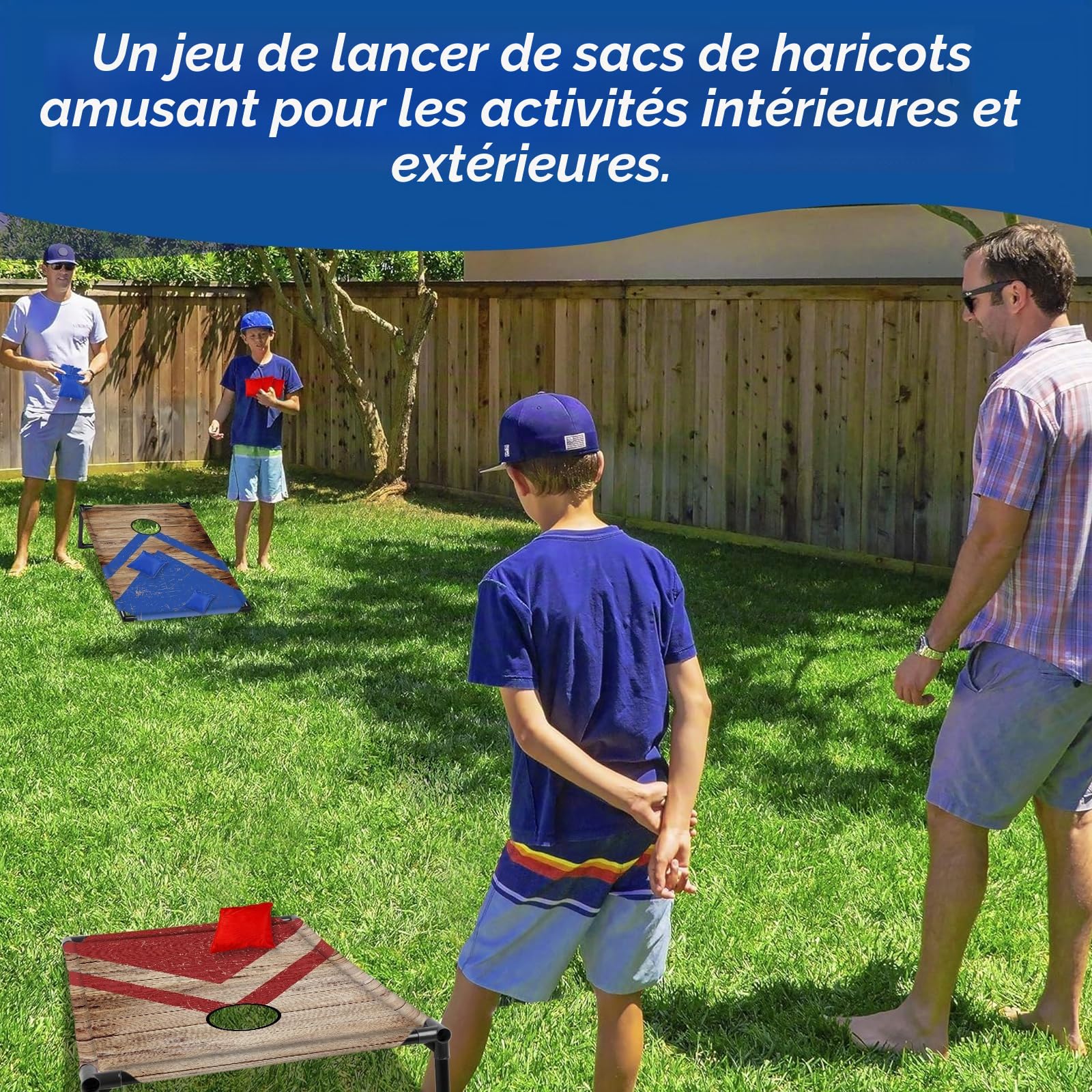 NZQXJXZ Jeu Corn Hole Portable pour Adultes et Famille, Cornhole Jeu Encadré en PVC avec 8 Sacs de Haricots et Sac de Transport, Idéal l'extérieur, l'intérieur, l'arrière-Cour, la Pelouse, 3 x 2 Ft