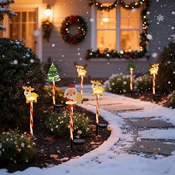 6-Pack of Moving Christmas Lights, Upgraded Decorative Solar Light Outdoor with LED, Two Power Design, for Courtyard, Porches, Trees (B-Solar, 2PCS)