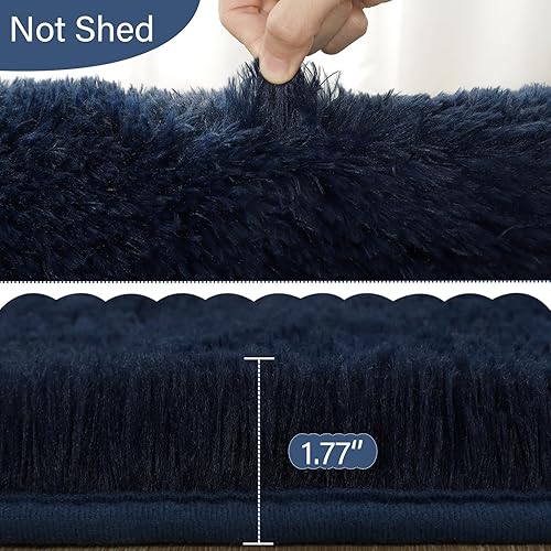 Miniatura 200 de LOCHAS Alfombra esponjosa para dormitorio, 2.6 x 5.3 pies, alfombra lanuda para dormitorio, mesita de noche, alfombra ovalada suave para sala