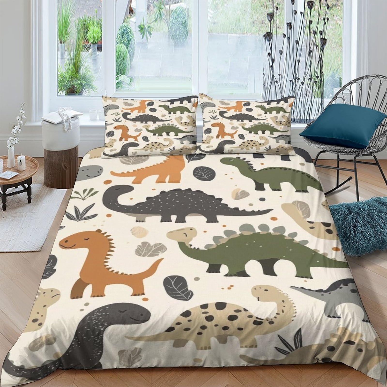 Ctjqhvkz Style-2 3D Printed Dinosaur Jungle Fitted Sheet Microfiber Soft Breathable Cartoon Reptile Mattress Cover For Bedroom Dorm Decor Single（135X200cm）
