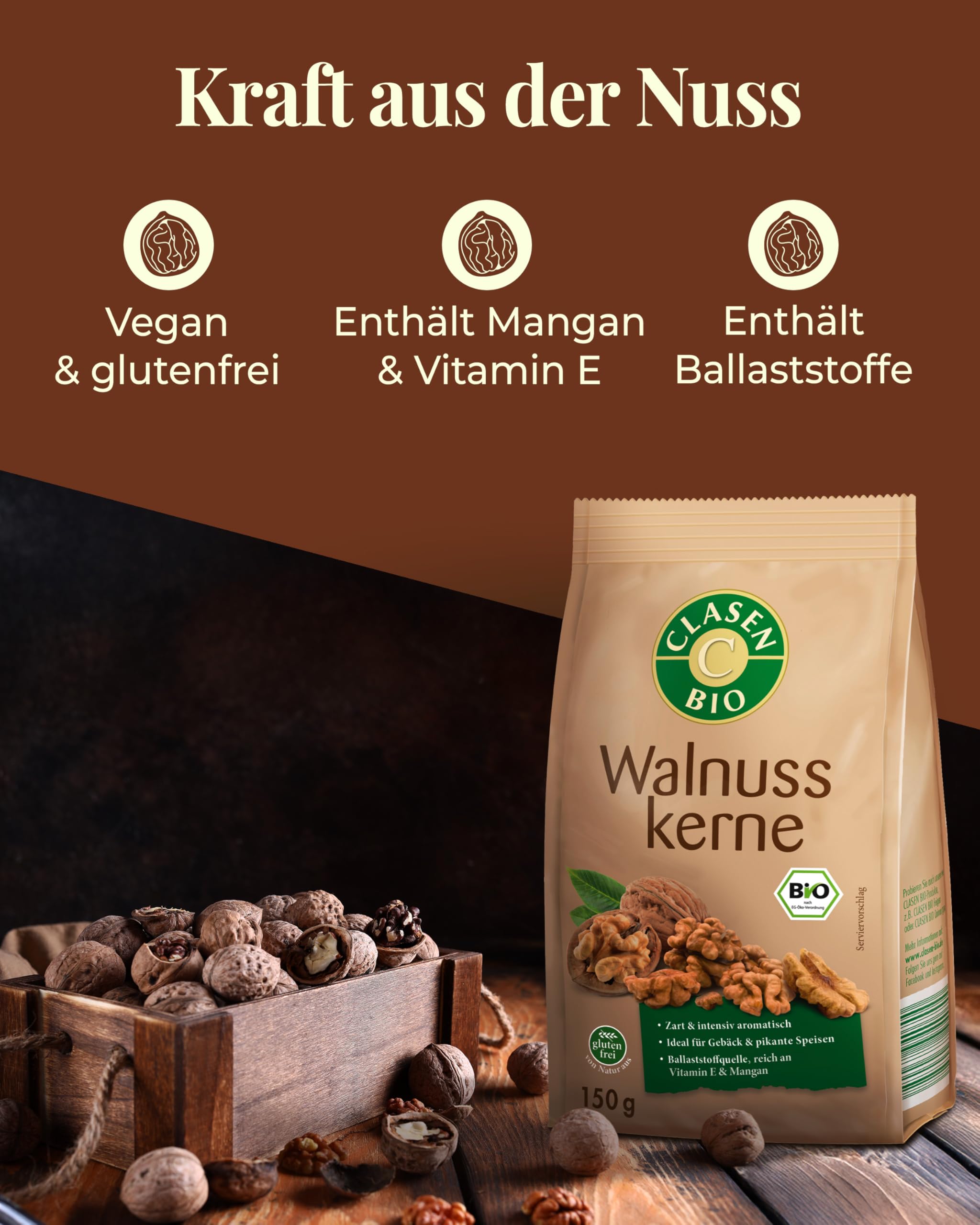 8x CLASEN BIO Walnusskerne - 150g