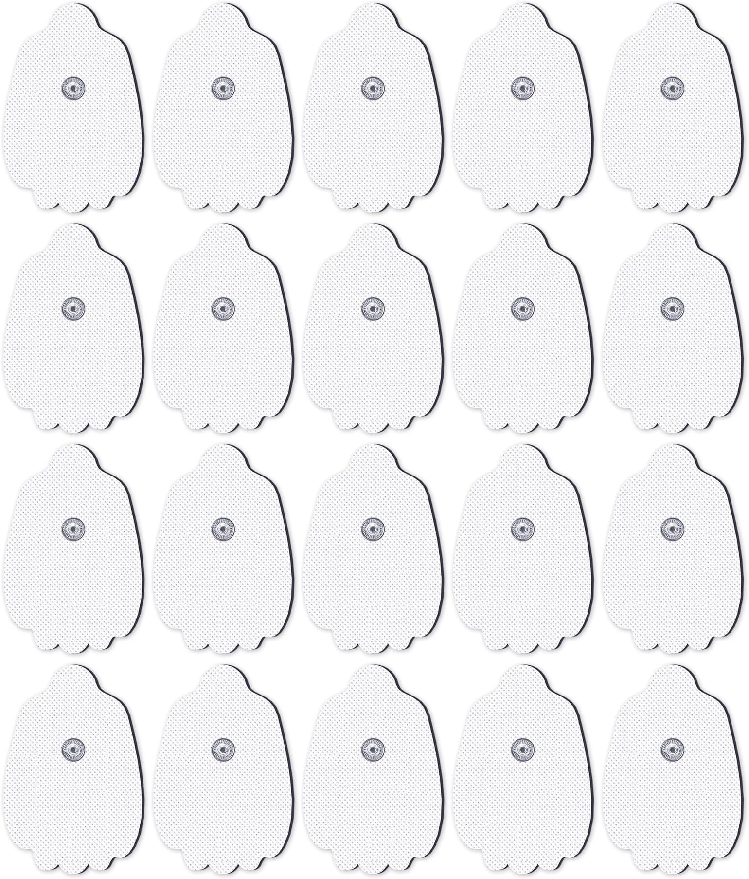AVCOO 20-Pack TENS Unit Replacement Pads, Long-Lasting Snap Electrodes for 50 Times of Use per Pad, Latex-Free TENS Pads Set Compatible with TENS EMS Devices Using 3.5mm Button Lead Wires