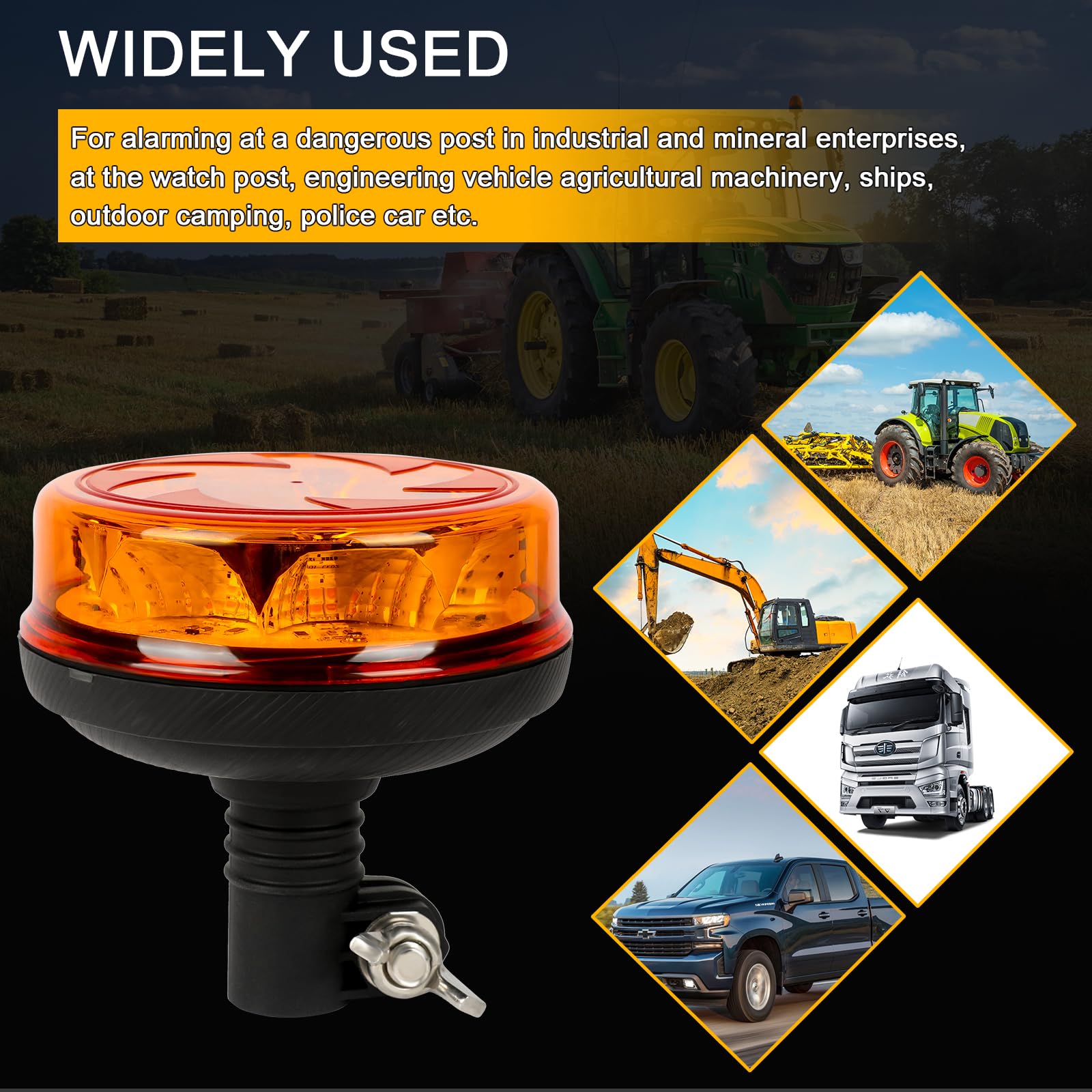 4 Luci Stroboscopiche LED Ambra Per Auto - Kit Lampeggianti Di Emergenza 12V 24W Con 8 Modalità E Controller - GDICONIC