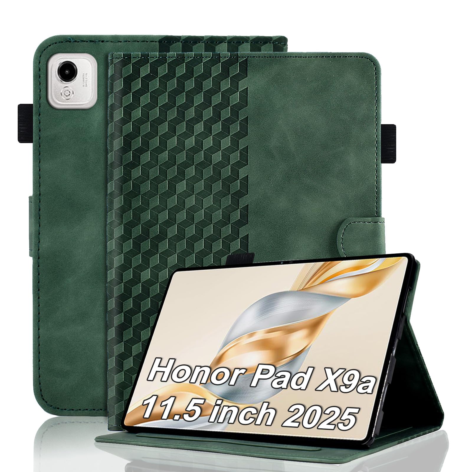 Case for Honor Pad X8a 11 Inch Tablet 2024 Protective Case Premium Leather Folio Smart Case with Auto Sleep/Wake Pen Holder Card Slot for Honor Pad X8a- Dark Green — view 209