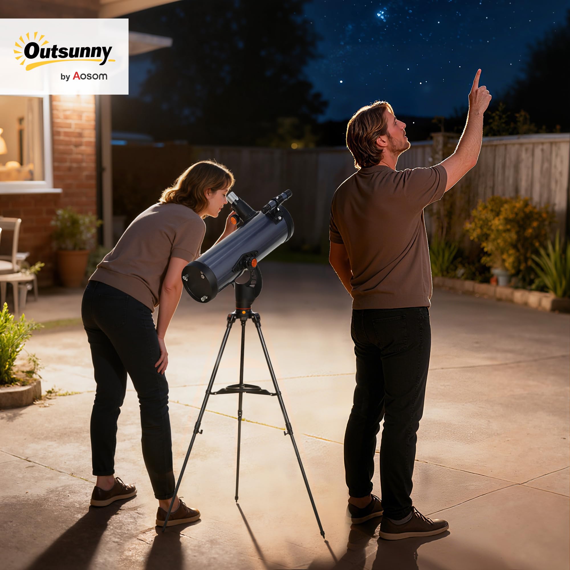 Outsunny teleskop 114mm 1000mm granatowy dla początkujących,dorosłych | dla astronomii,teleskop zwierciadlany,dla początkujących,statyw,półka,torba,teleskop podróżny