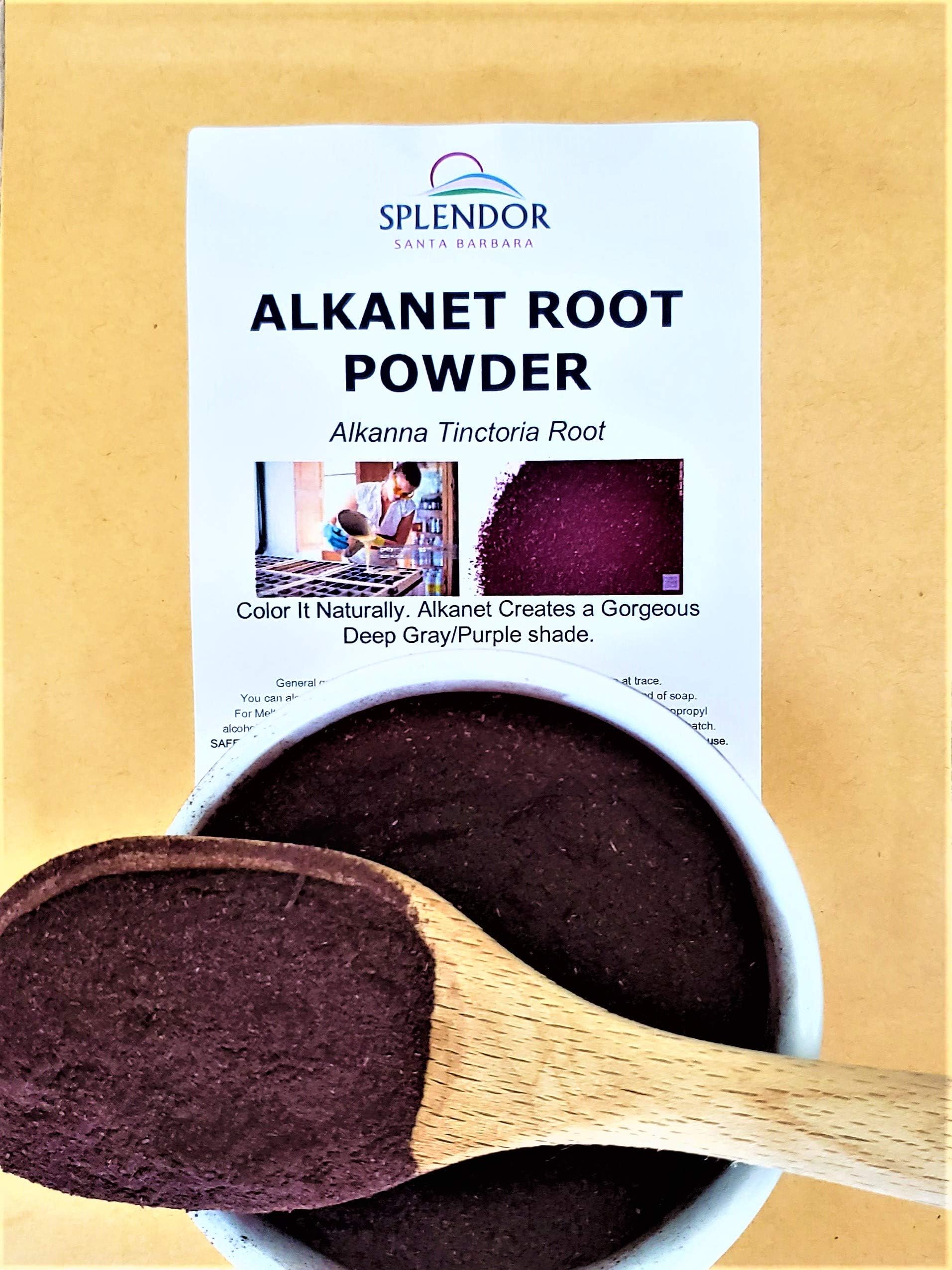 Splendor Santa BarbaraAlkanet Root Powder Soap Making Supplies Natural Colorant - Finely Ground Dye Pigment Powder (4 oz) for Handmade Cosmetics, Henna, Fabric, Wood & More DIY