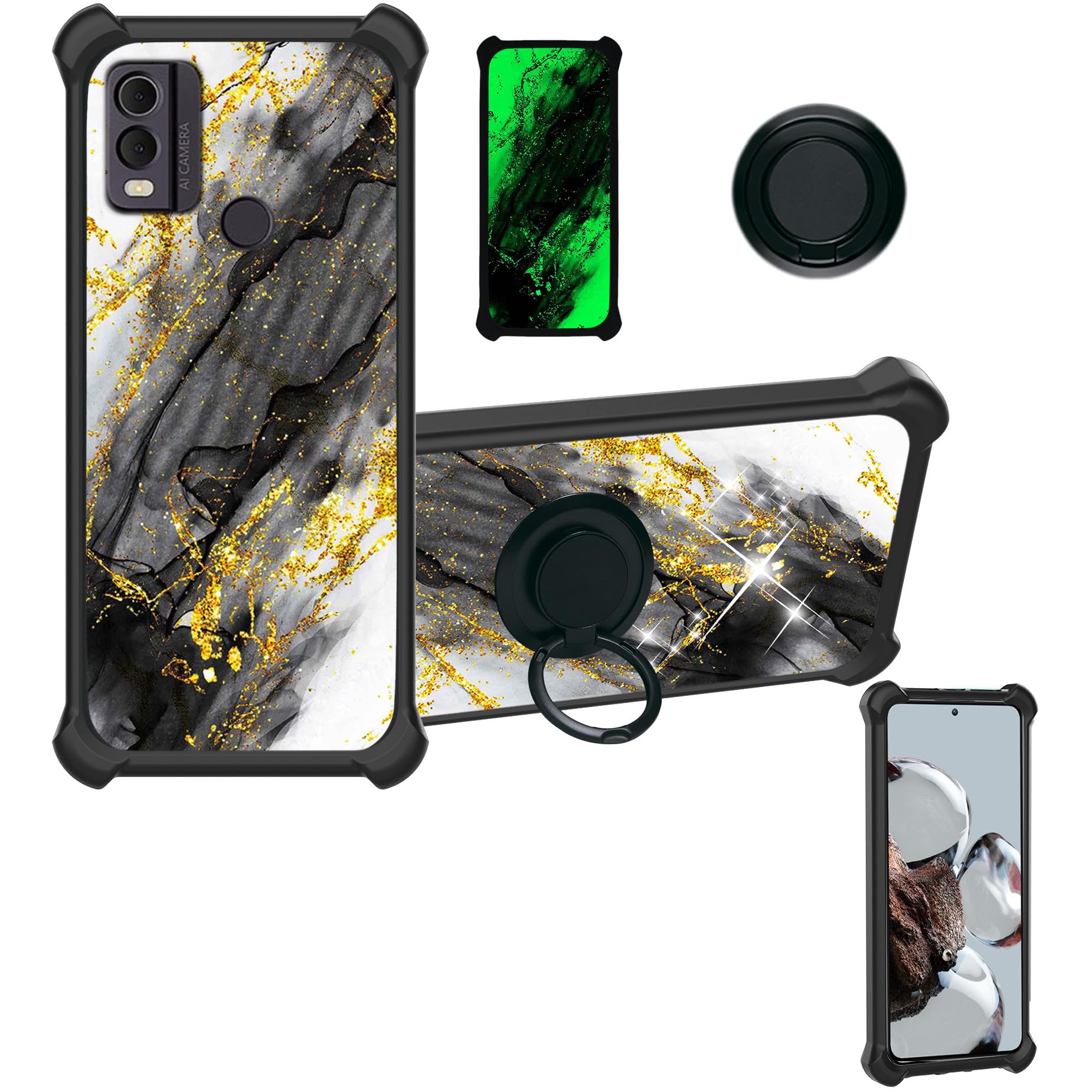 Custodia per Nokia C32, in pelle sintetica a portafoglio in TPU con