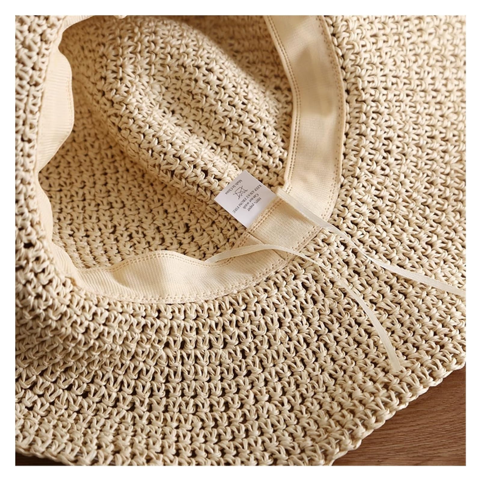 Sombrero de Paja Tejido a Mano, Sombrero de Paja Plegable Coreano for Mujer, Protector Solar Tejido a Mano for Playa en Verano
