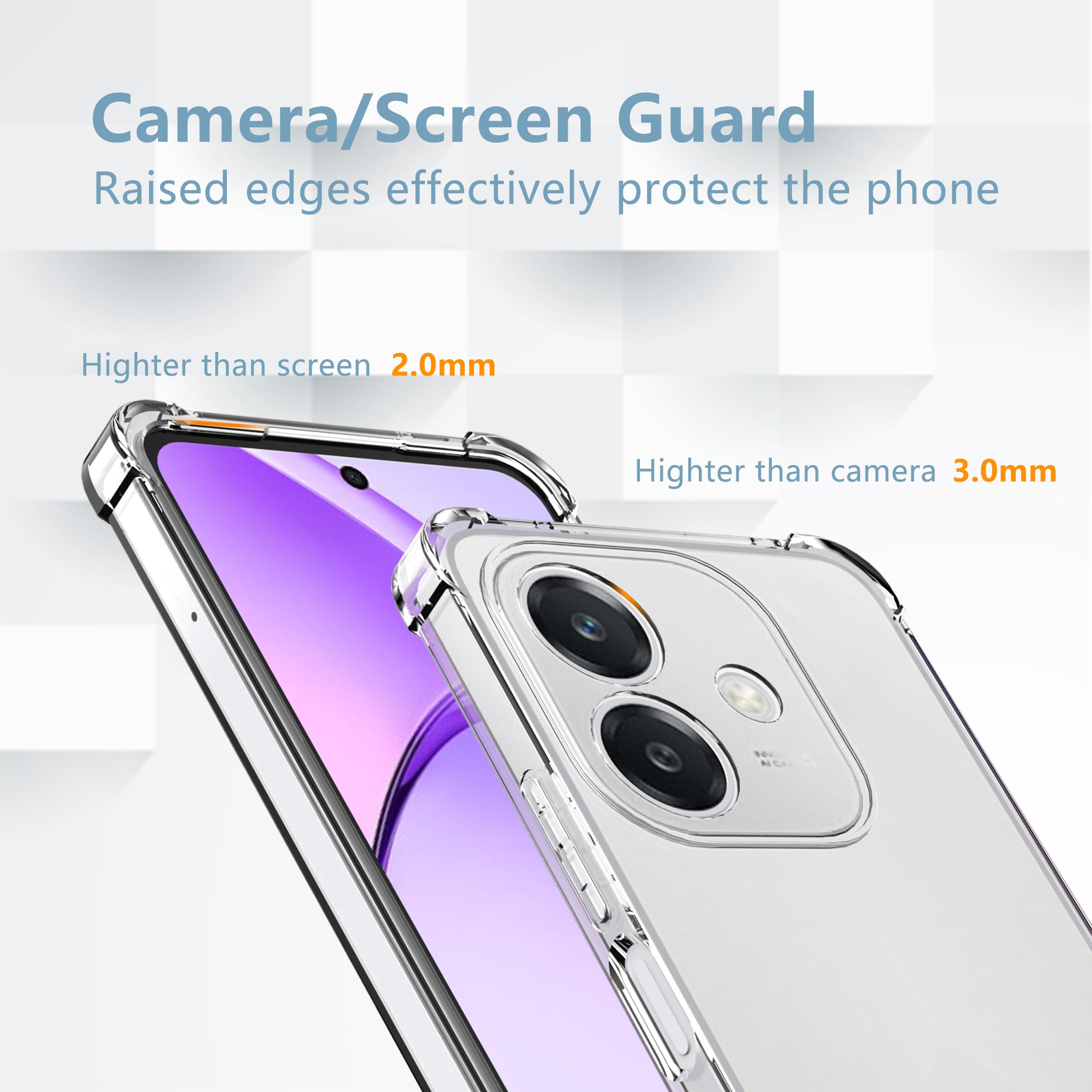 Ikziwreo - Cover per Oppo A60 con 2 pezzi in vetro temperato, custodia in silicone TPU trasparente morbido [paraurti con angoli rinforzati], protezione trasparente antiurto