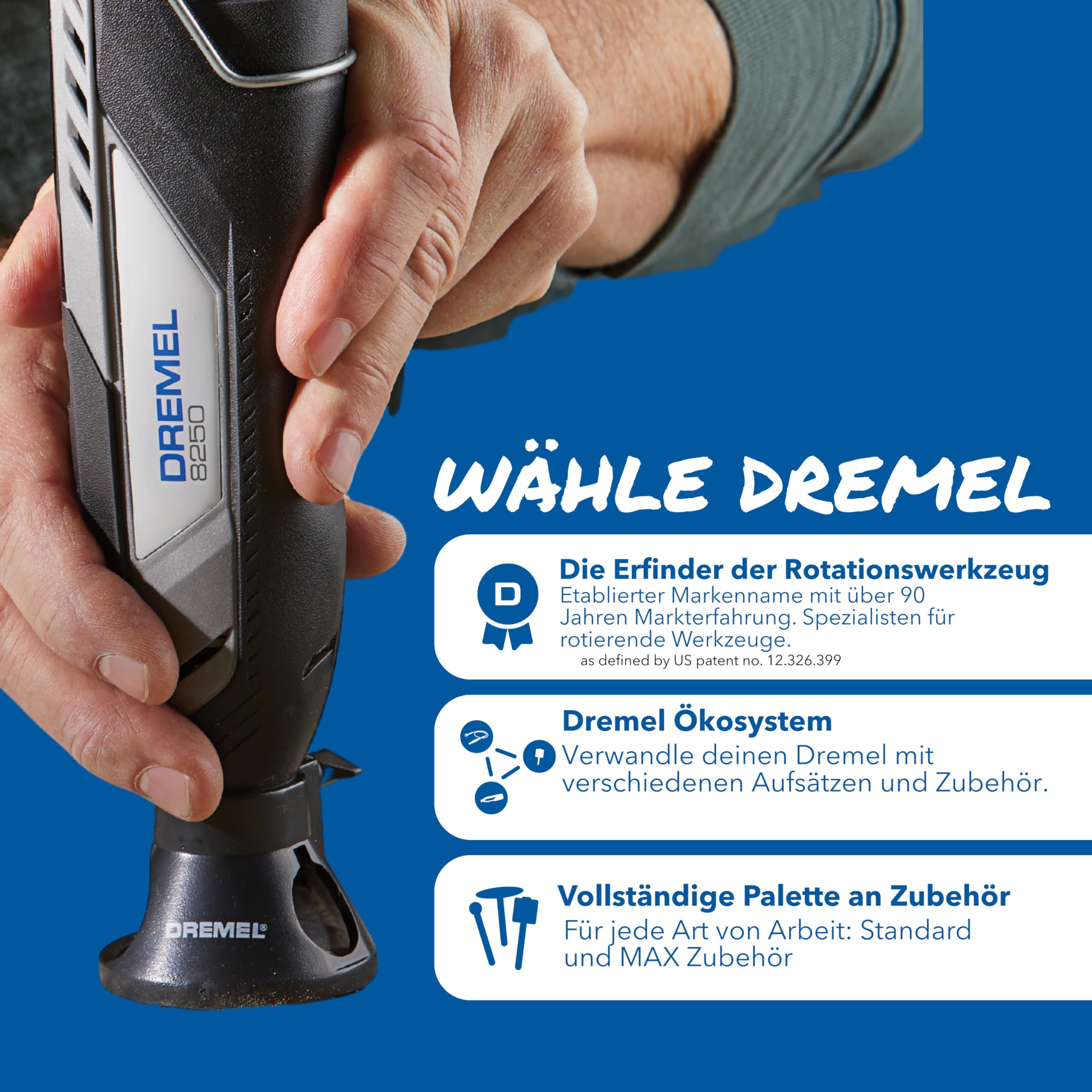 Dremel 8250 12V Akku-Rotationswerkzeug 5.000-30.000 U/min Bürstenloser Multifunktionswerkzeug Set mit Box, 65 Zubehören