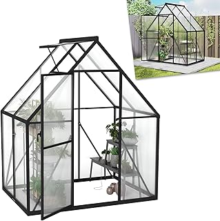 ACXIN Gewächshaus für Garten, Aluminium Treibhaus, Tomatenhaus & Pflanzenhaus mit Fundament, Dachfenster, PC-Platten, Bodenanker, Eisenverstärkung, 125x180x195cm Frühbeet, Wetterfest & UV-beständig