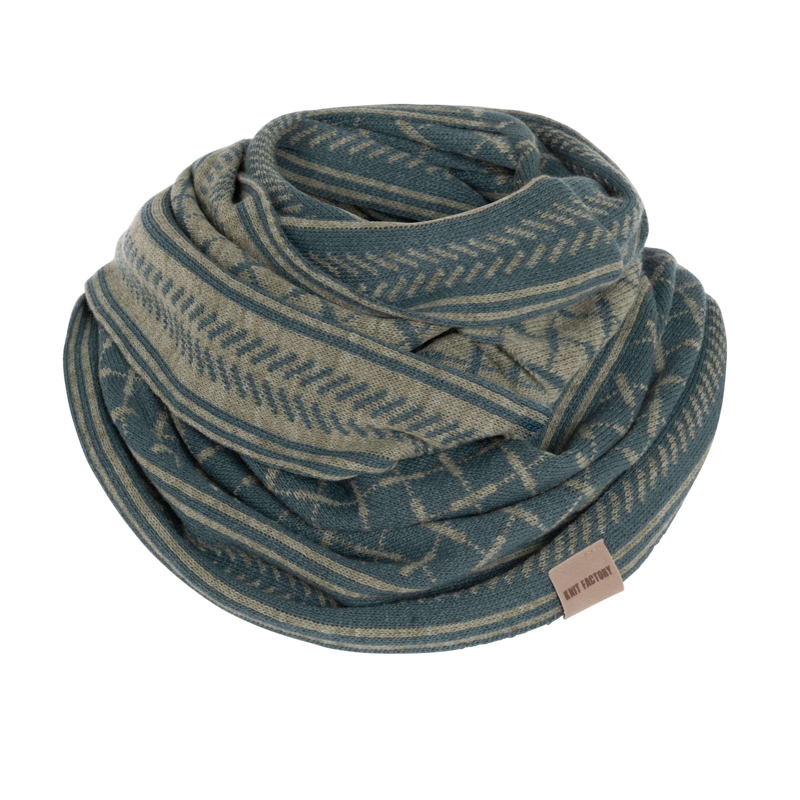 KNIT FACTORY - Dusk Loop Schal - Feingestrickter Schlauchschal - Herbst & Winter Essentials - Zeitloses Mode-Accessoire - Für Damen und Herren - Strickschal mit Wolle - Laurel/Urban Green