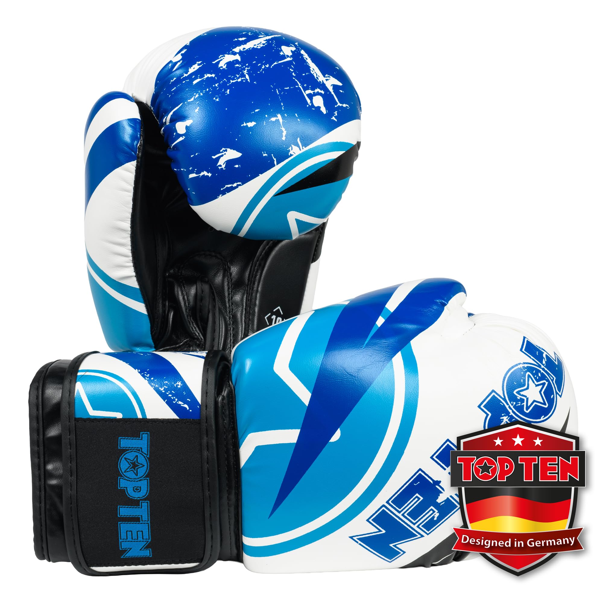 TOP TEN Boxhandschuhe Männer & Frauen Urban Arts – Professionelle Kickbox Handschuhe Herren mit Ergonomischem PPS-Schaumstoff, Stabiler Klettverschluss & Daumenfixierung - 10oz, 12oz, 14oz, 16oz