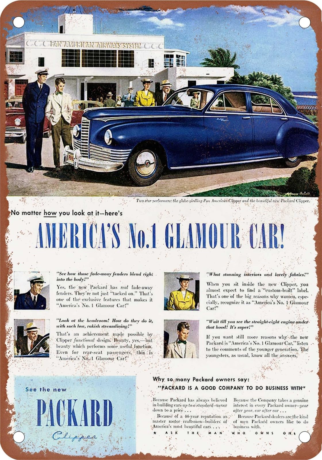 Miaomansenstore Metal Sign - 1946 Packard Vintage Ad 05 - Old Retro Rusty Look Home Decor