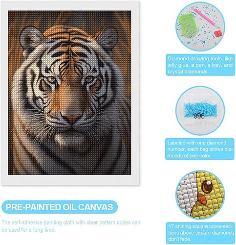 Miniatura 3 de Tiger Diamond Art Kits for Adults Diamond Art Diamond Painting DIY 5D Diamond Painting Kit Diamond Painting Kits for Adults Gem Art Square Diamond
