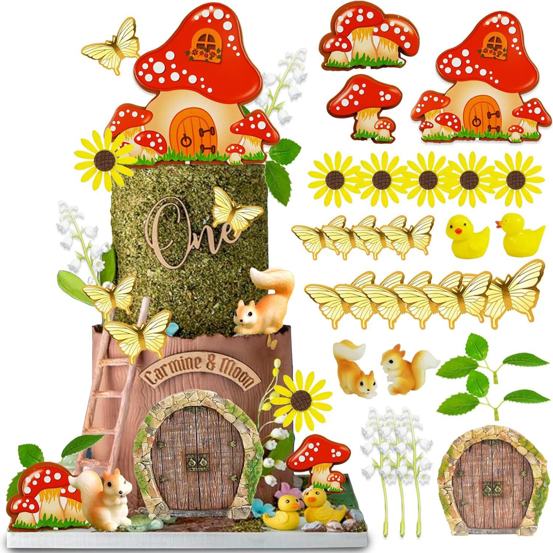 Decoración de pasteles de animales del bosque para fiestas de cumpleaños 8