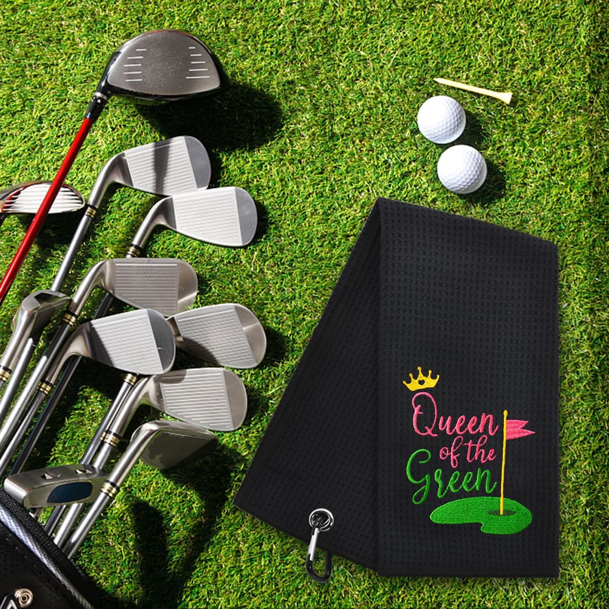 Hafhue Queen of the Green Embroidered Golf Towels - Women's Golf Accessory for Golf Fans - Image 5