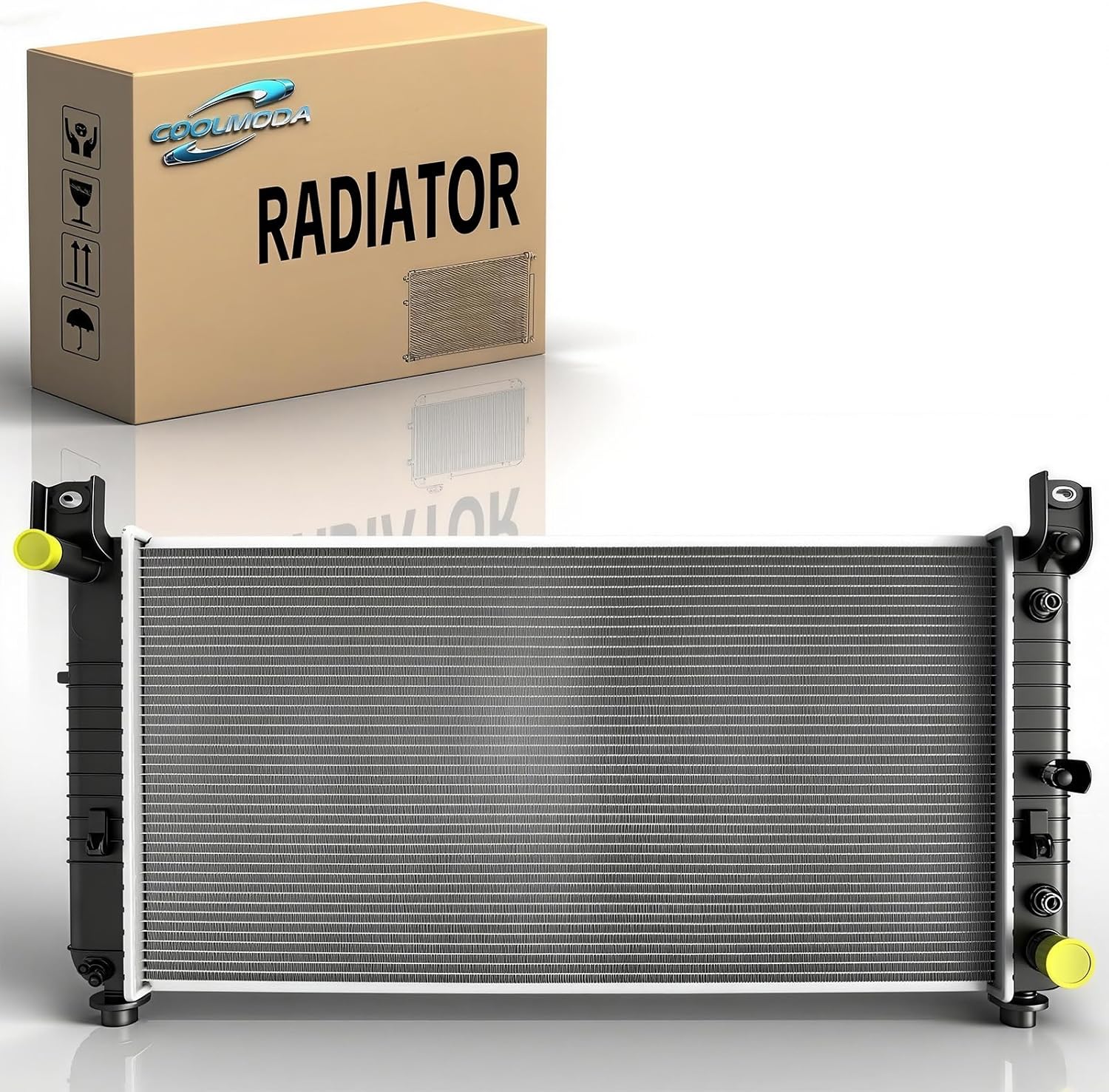 CU2423 34" Aluminum Radiator Replacement for Chevy Silverado, Suburban, Tahoe, GMC Sierra, Yukon & Cadillac Escalade, HummerH2 | OE Style | Automatic Transmission | Replace CU2423, 8012423