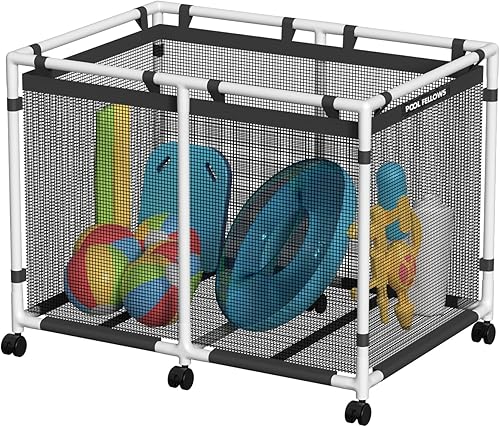 Contenedor de almacenamiento para piscina, 142 galones, soporte para fideos, juguetes, flotadores, toallas, organizador de malla para equipos de