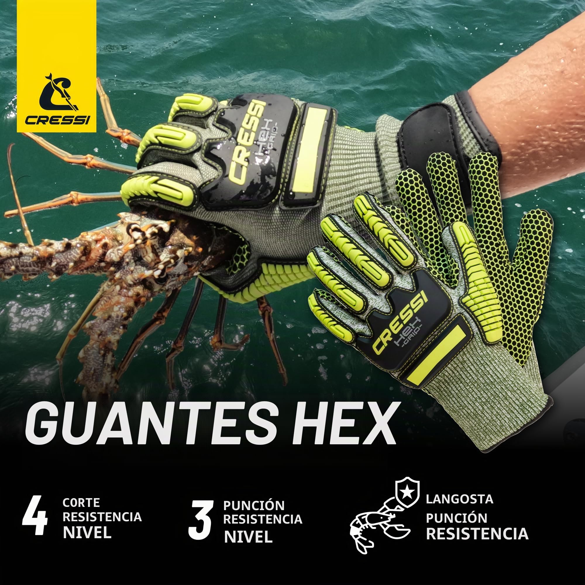 Cressi Hex Grip Gloves Guantes de Buceo, Unisex Adulto