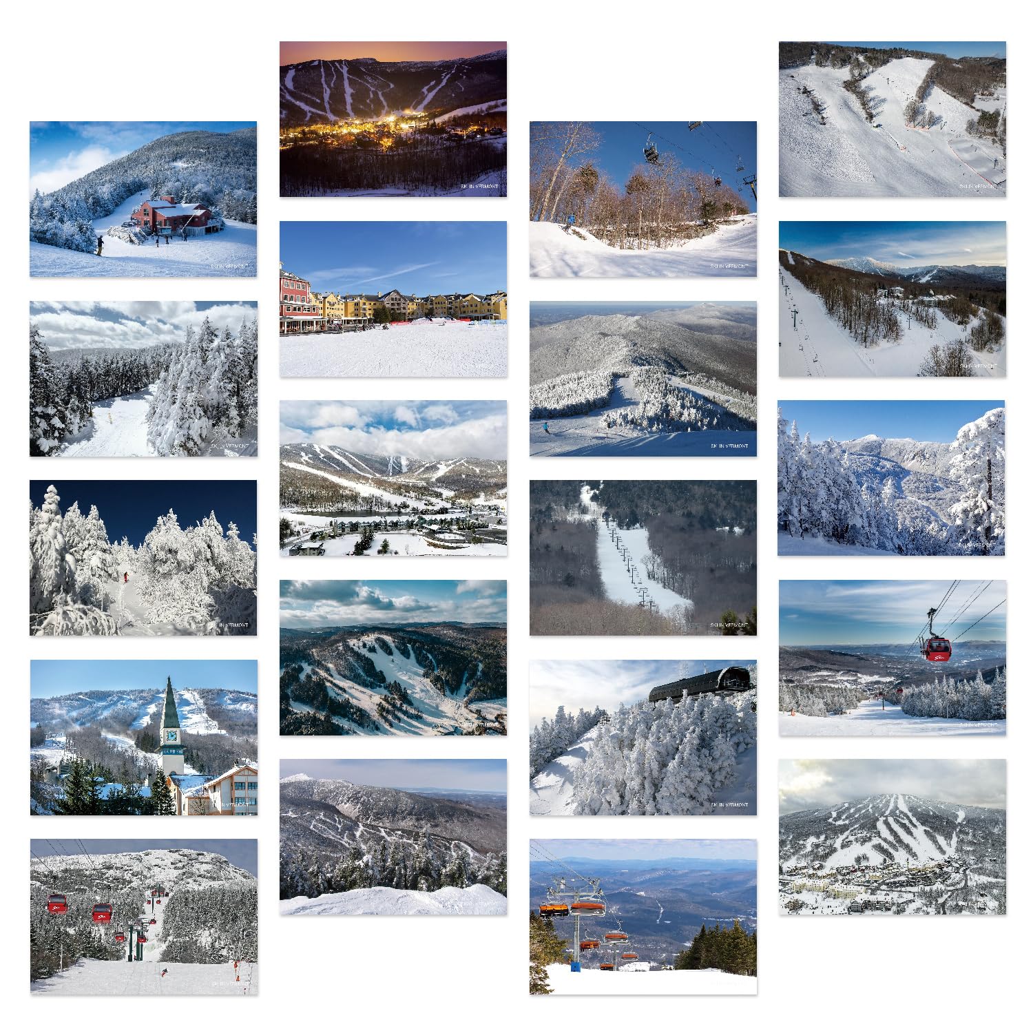 Ski In Vermont Postcards Pack 20pc/Set Winter Ski Sport Vintage Travel Postcards Ski Resort Holiday Postcard for Mailing Decor Gift