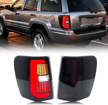 Tail Lights Assembly Compatible with Jeep Grand Cherokee 1999-2004 Sequential Turn Signal Black Rear Lamps Accessory