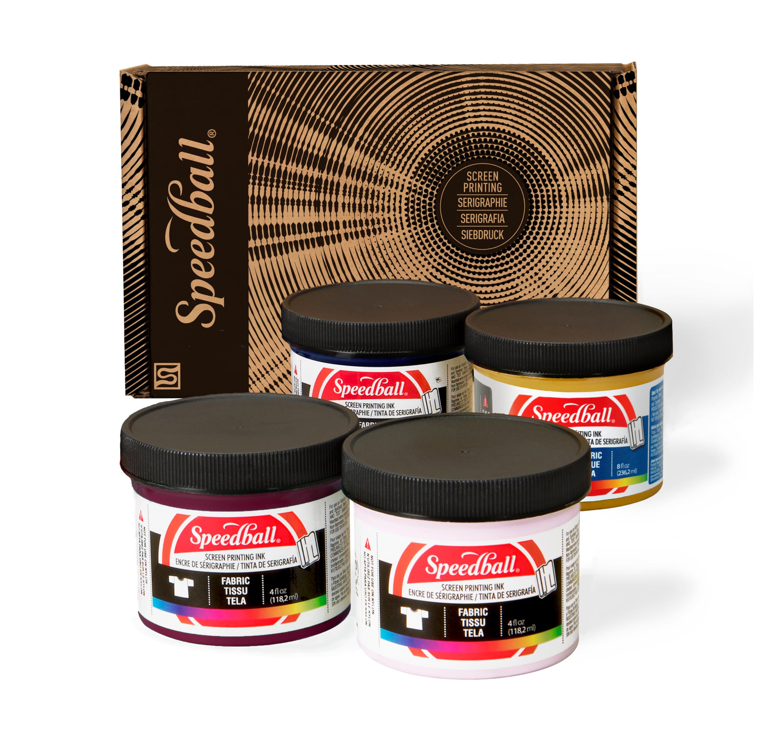 SpeedballFabric Screen Printing Ink, Iridescent and Soft Color Combination, 4-Ounce (4-Pack), Vintage Elegance: Gold, Blushing Bride, Burgundy, Blue Denim